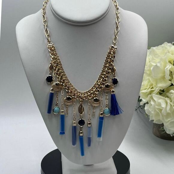 Lilly Pulitzer Jewelry - Lilly Pulitzer Seaside Tassel Bib 
Statement‎ Necklace Capri Teal $88 New